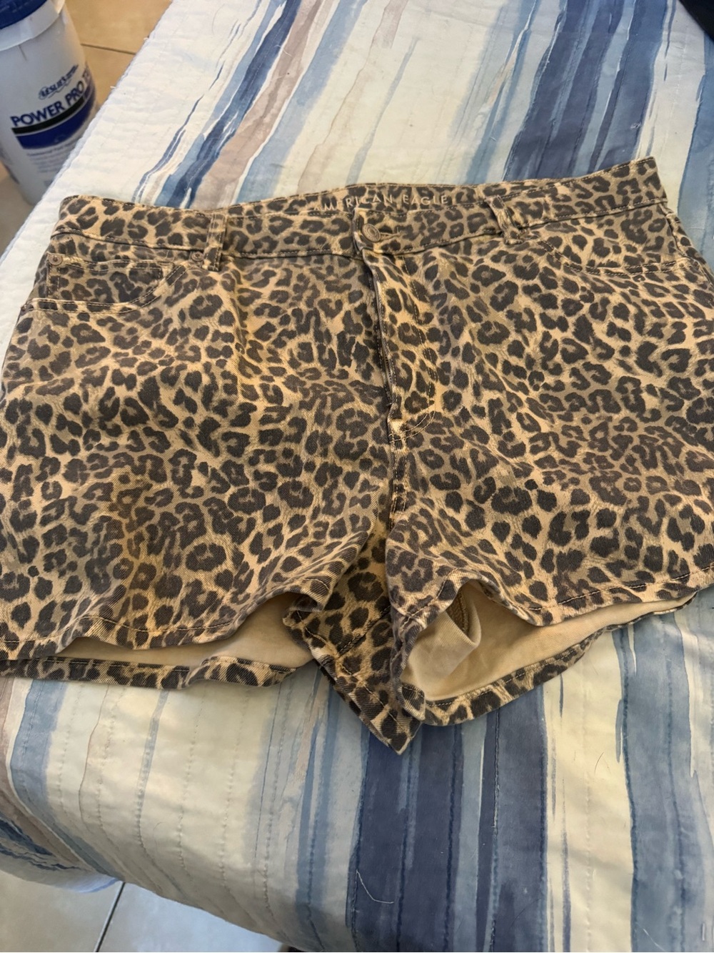 American Eagle Outfitters Leopard Print Jean Shorts in Tan and Black